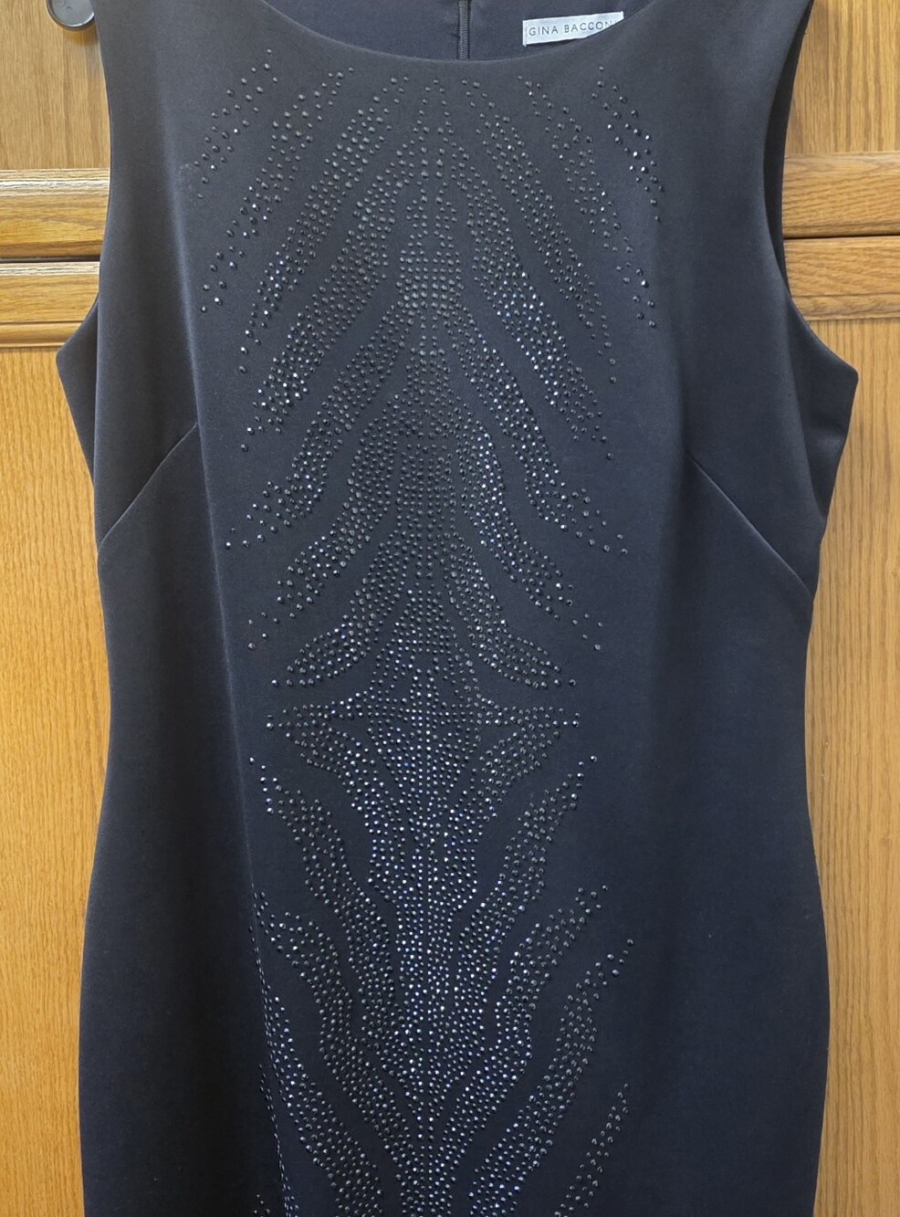 Gina Bacconi Black Studded Sleeveless Dress